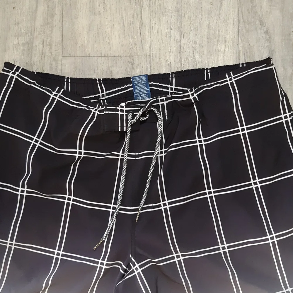Mens Swimwear Tie waist Print black white grid 2XL 44/46 GEORGE Pool swim Shorts